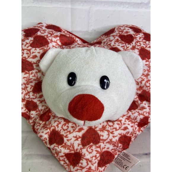Kellytoy Teddy Bear Stuffed Plush Heart Shaped Pillow Red White 2018 - Picture 2 of 8